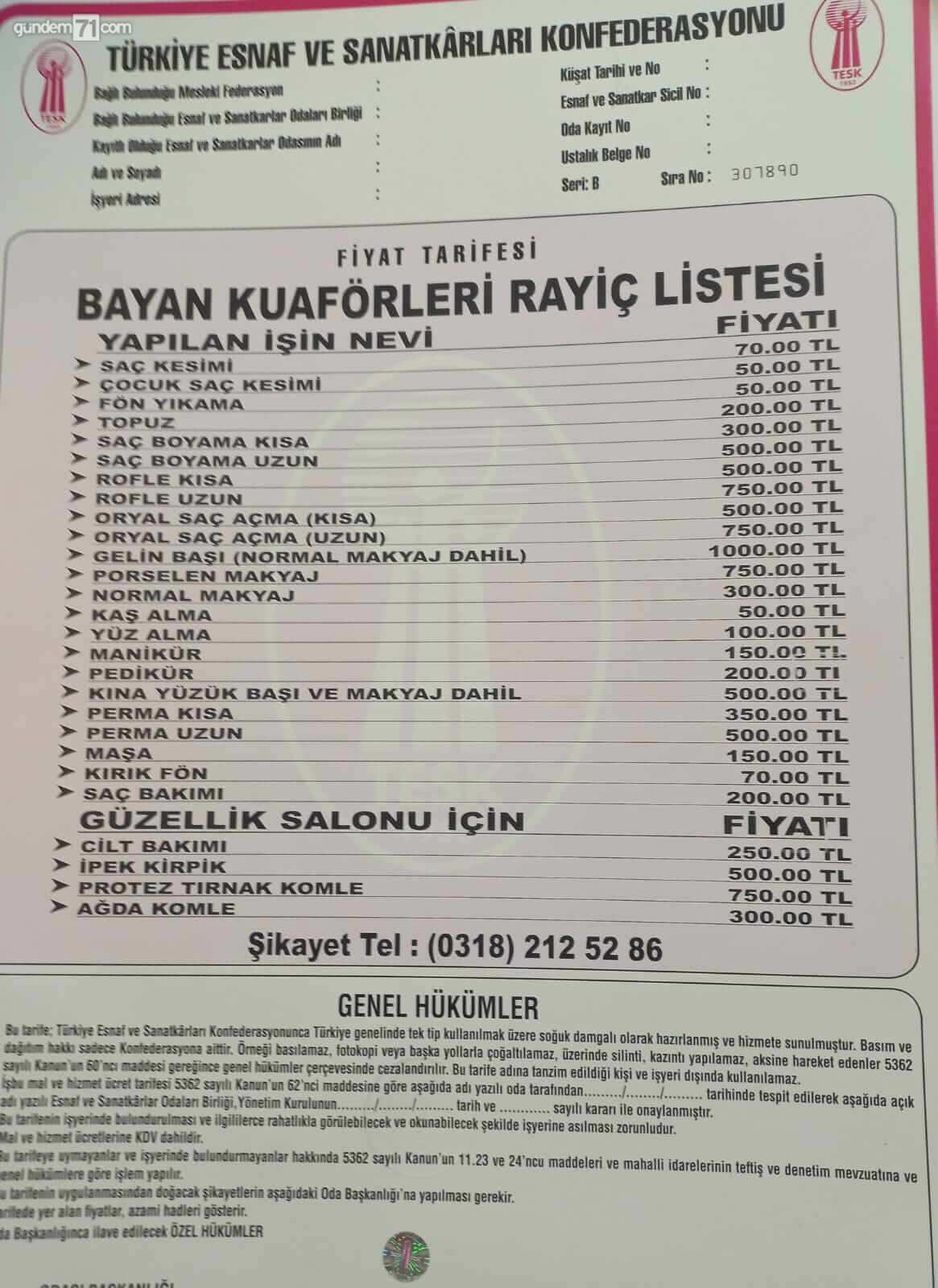 kirikkale-bayan-kuafor-zam-fiyat-listesi Kırıkkale'de Berber ve Kuaför Ücretlerine Zam Yapıldı