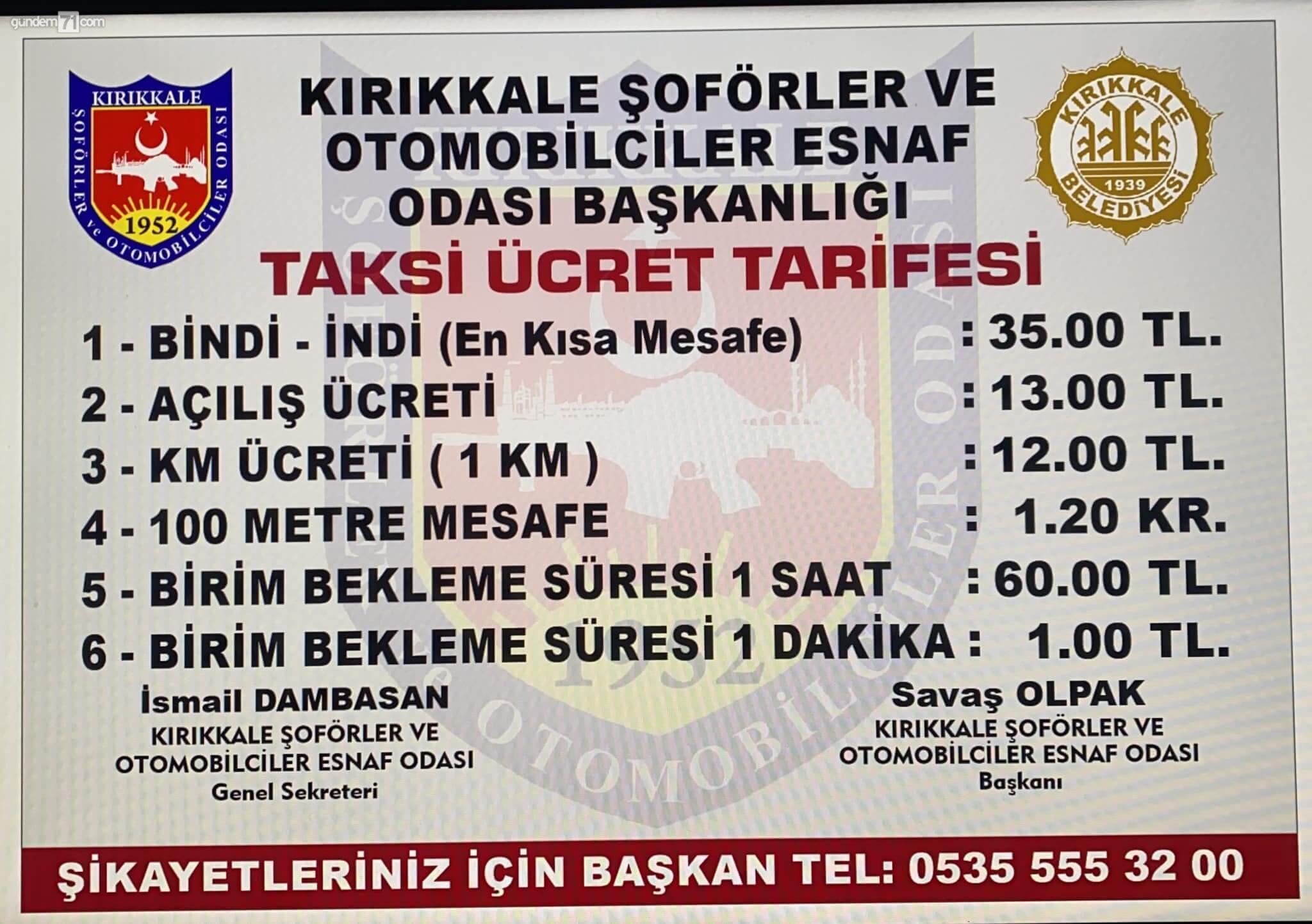 kirikkale-taksi-ucretleri-zam-geldi Kırıkkale'de Taksi Ücretlerine Zam Geldi
