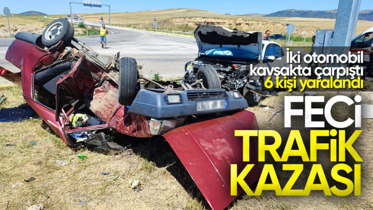 Kırıkkale’de Feci Kaza; İki Otomobil Kavşakta Çarpıştı, 6 Kişi Yaralandı