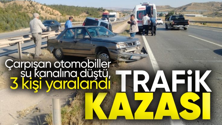 Kırıkkale’de Trafik Kazası, Çarpışan Otomobiller Su Kanalına Düştü; 3 Kişi Yaralandı