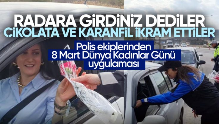 Kırıkkale’de Polis Ekipleri Kadın Sürücüleri Durdurarak Çikolata ve Karanfil İkram Ettiler