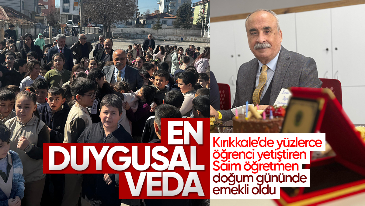 Kırıkkale’de Sevilen İlkokul Öğretmeni, Saim Öğretmen Doğum Gününde Emekli Oldu