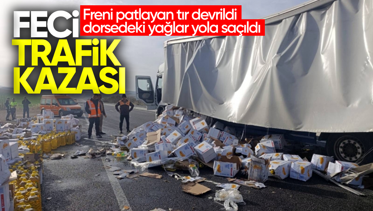 Kırıkkale’de Freni Boşalan Tır Devrildi, Yağlar Yola Saçıldı