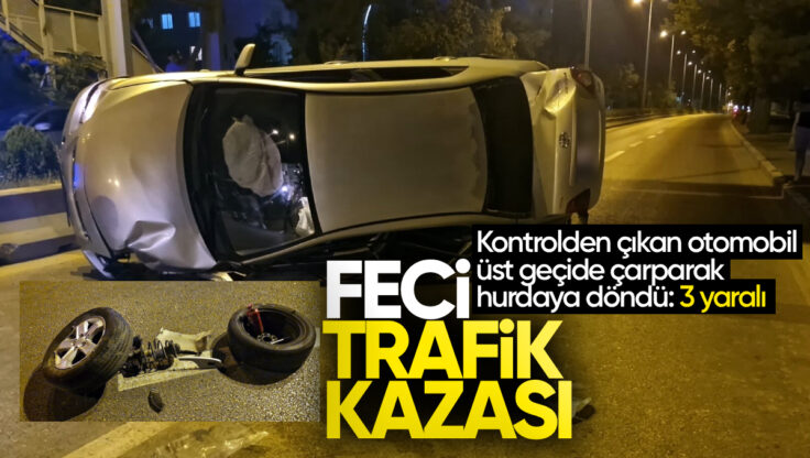 Kırıkkale’de Kontrolden Çıkan Otomobil Üst Geçide Çarparak Hurdaya Döndü: 3 Yaralı