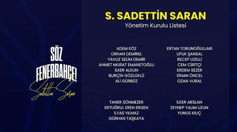 sadettin saran yonetim kurulu listesi