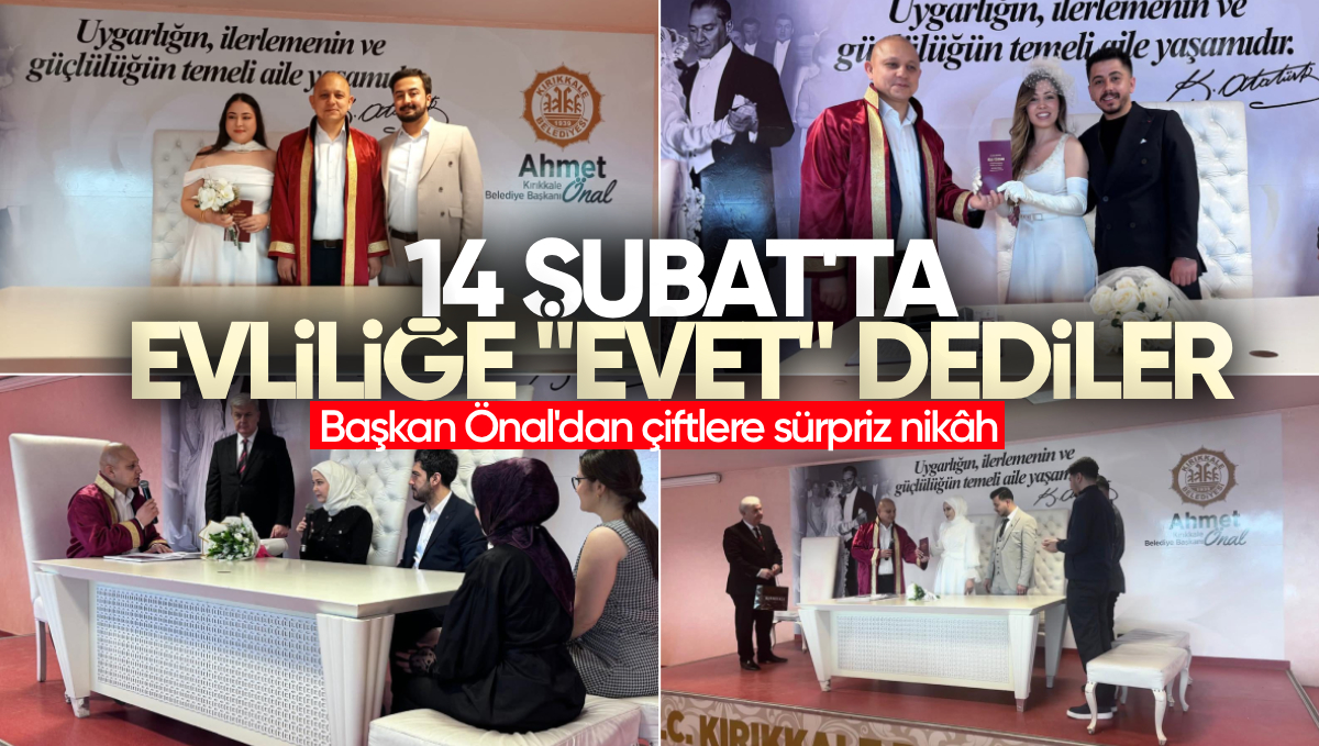 Kırıkkale’de 14 Şubat Sevgililer Günü’nde Evliliğe ‘Evet’ Dediler: Başkan Önal’dan Çiftlere Sürpriz Nikâh