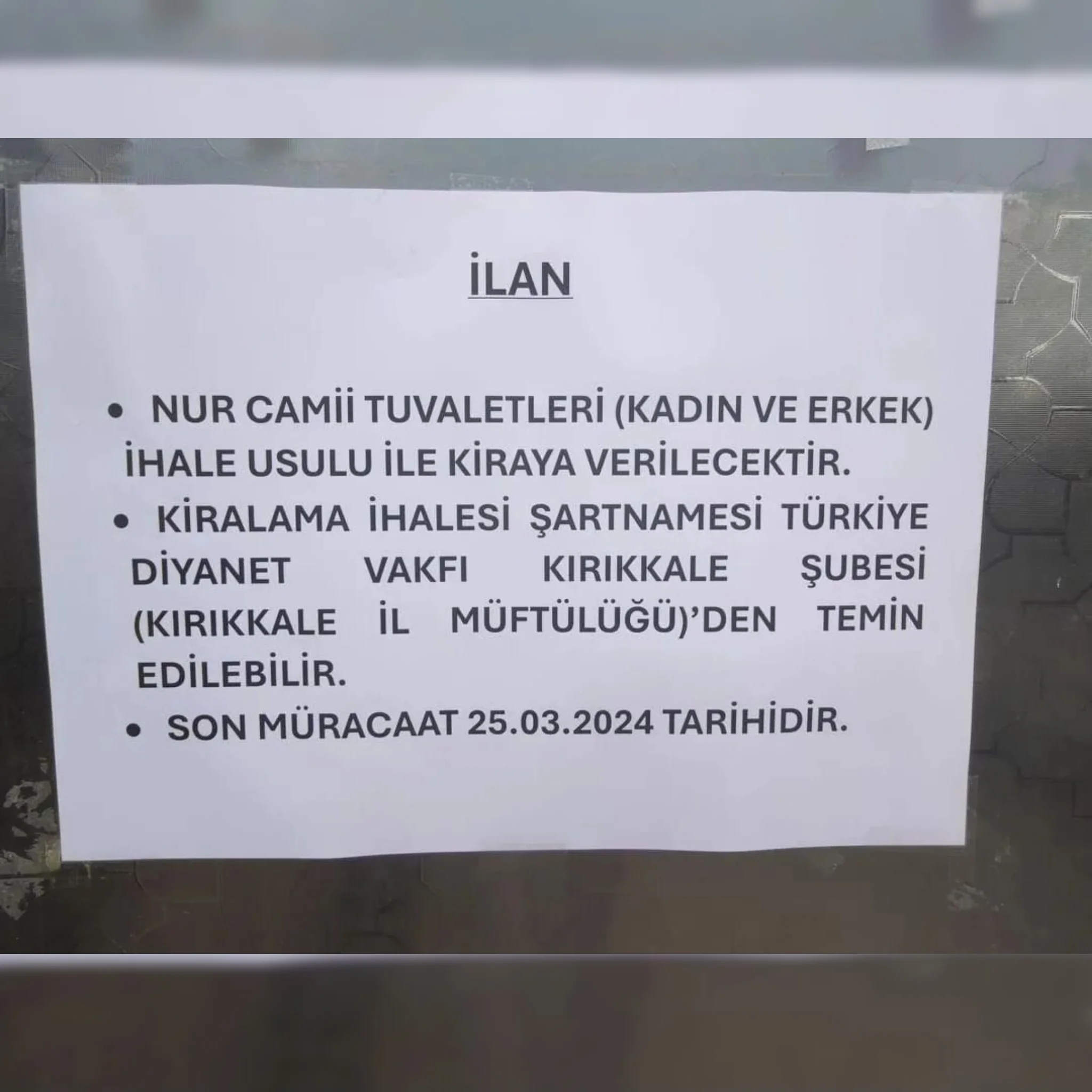 nur-camii-tuvaletleri-ihale-ucretli-2 Kırıkkale Nur Cami Tuvaleti İhaleye Çıkıyor, Ücretli Olacak